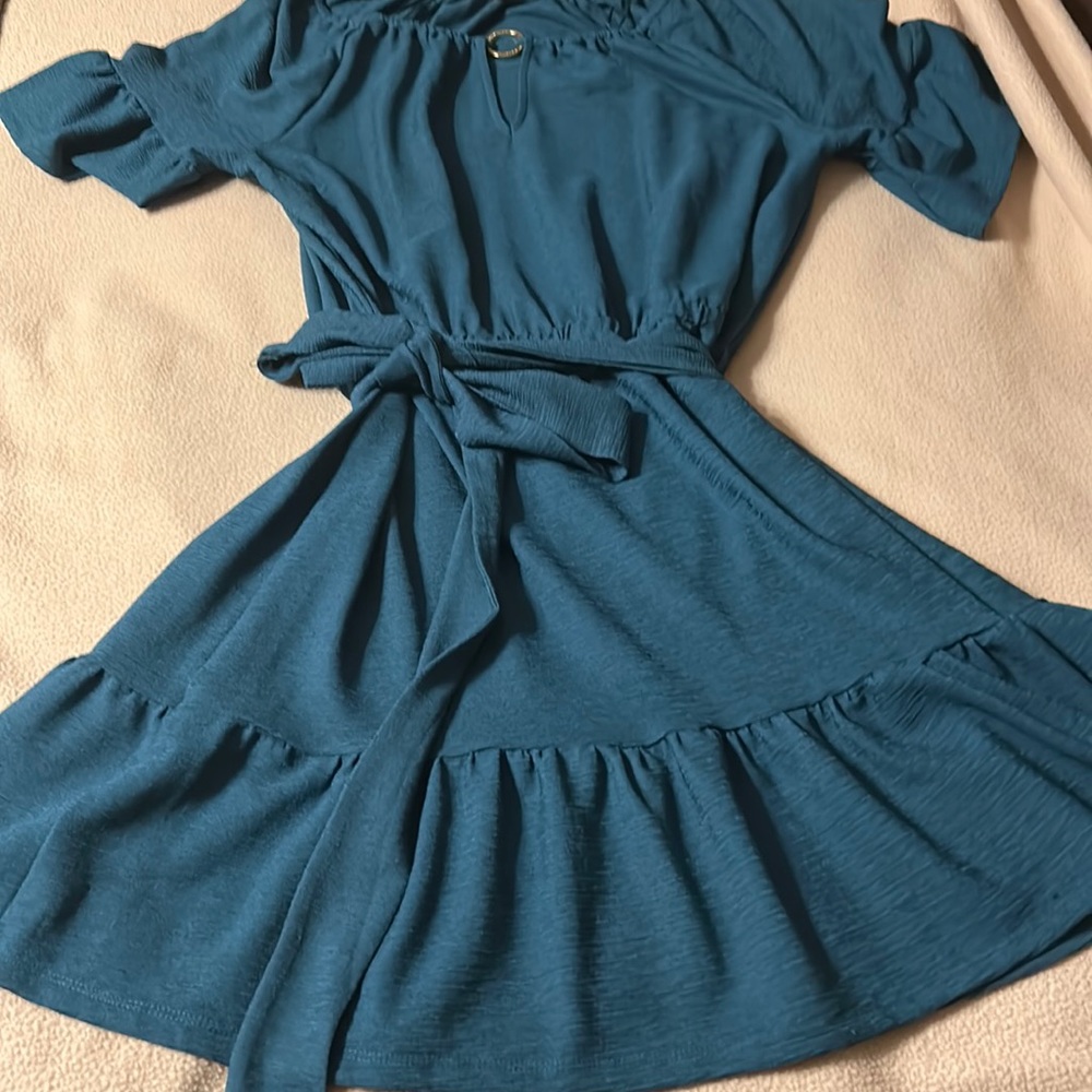 Michael Kor’s greenish blue dress
